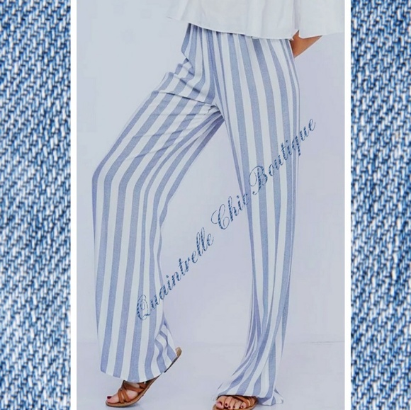 Quaintrelle Chic Boutique Pants - M LEFT STRIPED PALAZZO PANTS